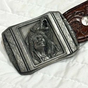 The Guardian belt buckle with cowhide belt. 36”